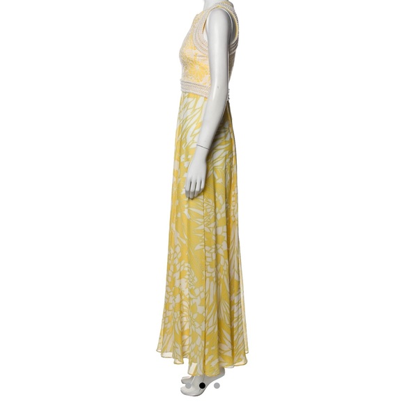 Badgley Mischka Floral, Maxi Dress, Yellow & White, US0 (NWOT) - Picture 4 of 6